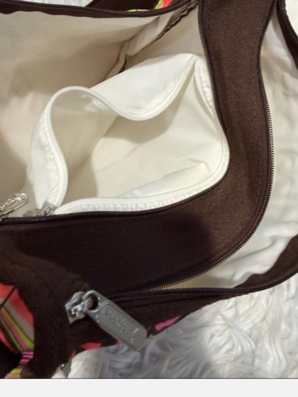 LeSportsac Brown Crossbody Bag with Pink, Red and Green Heart Print - Picture 2 of 2